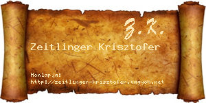 Zeitlinger Krisztofer névjegykártya